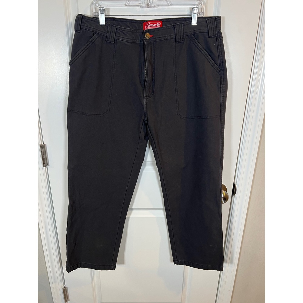 Coleman Mens Fleece Lined Canvas Utility Pants Charcoal Gray 36/30